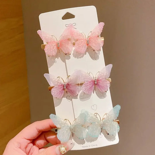 6PCS Butterfly Hair Clips with Color Gradient A GIRL'S Birthday
