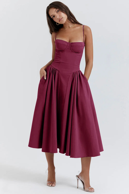 Summer skirt new French vintage maxi dress court wind Dopa wear strap