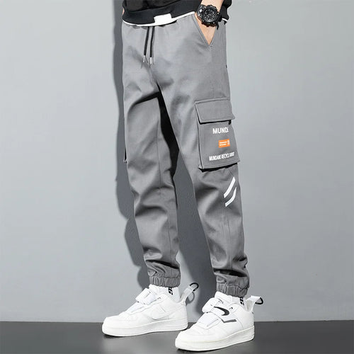 Orange Cargo Pants Men Hip Hop Joggers Y2K Streetwear Casual Pants