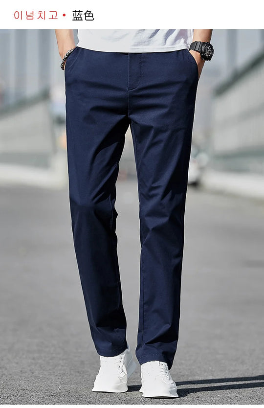 Top Grade 98% Cotton New Brand Casual Fashion Streetwear Slim Fit Long Pants Straight Pencil Trousers Men's Clothing