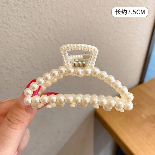 5Piece Elegant Faux Pearl Hair Claw Set Versatile Clips for All Hair