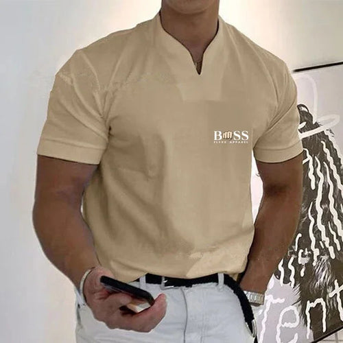 2024 Fashion Men's  T-shirt Solid Color Cotton Short-Sleeved Summer