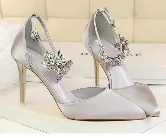 New Arrival Women Sandals High Heels 8Cm Elegant Office Ladies Shoes Women Sandals Silk Material Luxury Singles Party Shoes