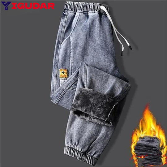 Men's jeans Winter Fleece Jeans Thick Warm Denim Pants Men Streetwear