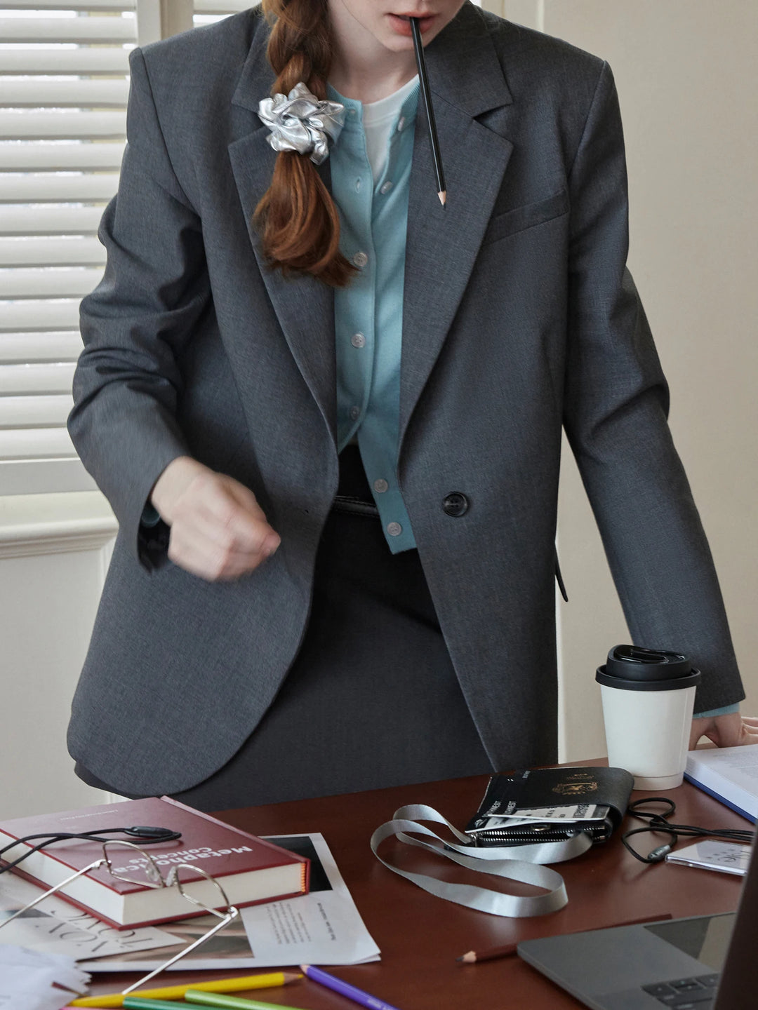 FSLE Office Lady Minimalist One Button Temperament Suit Jacket for