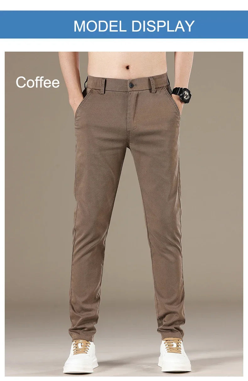 New 2025 Summer Lyocell Fabric Mens Casual Pants Hight Quality Fashion Slim Business Trousers Brand Elastic Soft Cargo Pants
