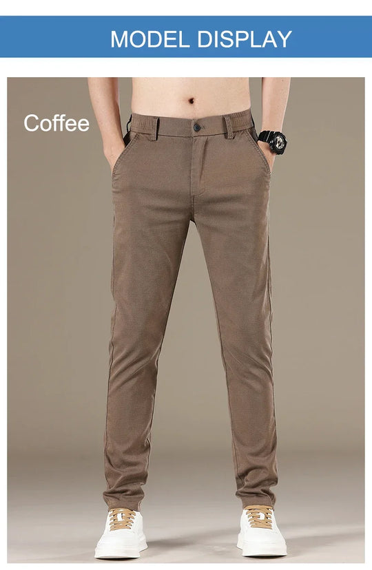 New 2025 Summer Lyocell Fabric Mens Casual Pants Hight Quality Fashion Slim Business Trousers Brand Elastic Soft Cargo Pants