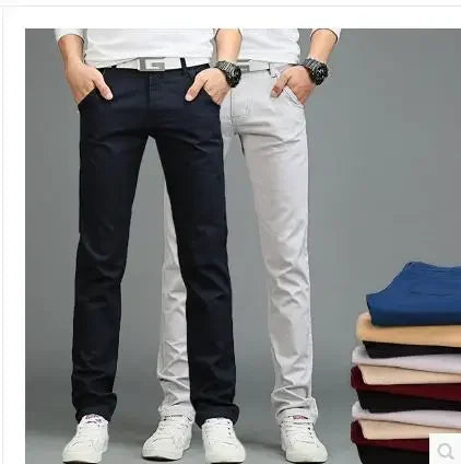 2023 summer New Casual Pants Men Cotton Slim Fit Chinos Fashion Male