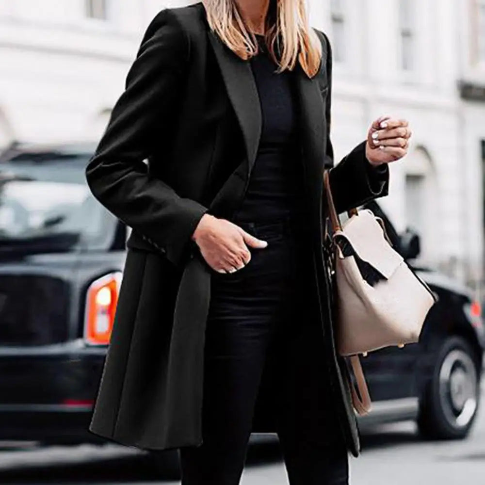 Autumn Winter Trench Coat for Women Suit Coat Single-breasted Long