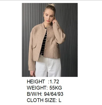 2024 Fall / Autumn New Women Fashion Basic Wool Cropped Jacket Short