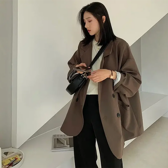 2025 Oversize Blazers Women Fall Long Sleeve Black Suit Streetwear