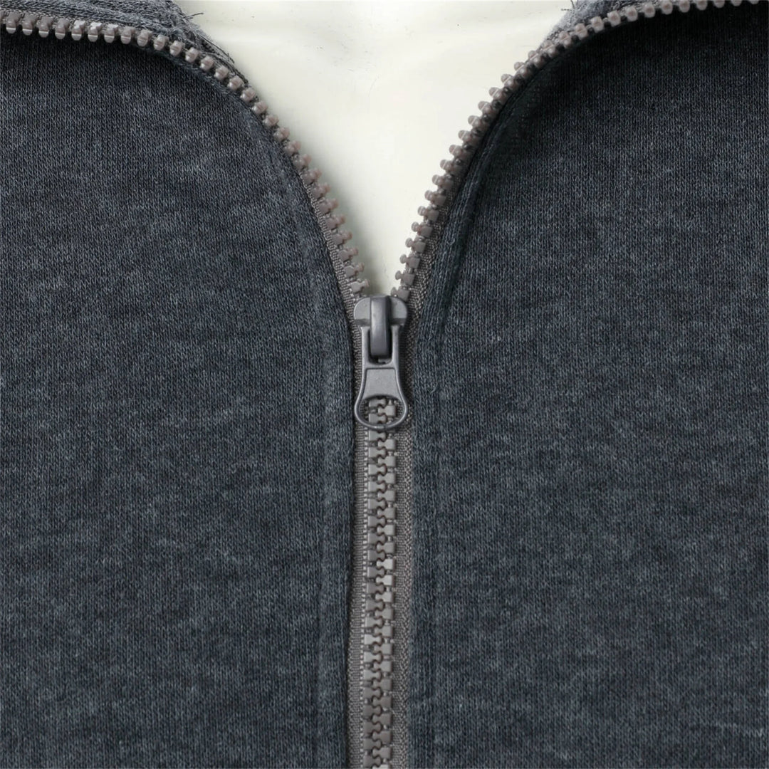 Men's casual sports zipper stand collar hoodie coat men's solid color