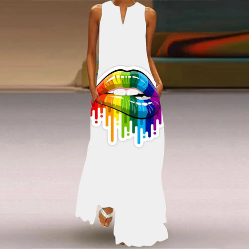 Summer Outdoor Street Fashion Women's Long Dress New Abstract Art