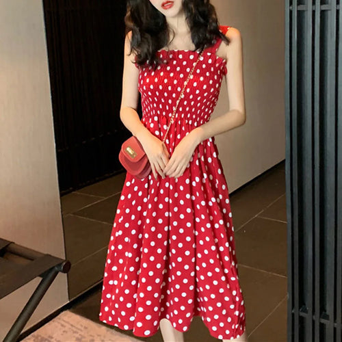 Women's Dresses 2024 Summer Fashion Loose None Sleeve Polka Dot