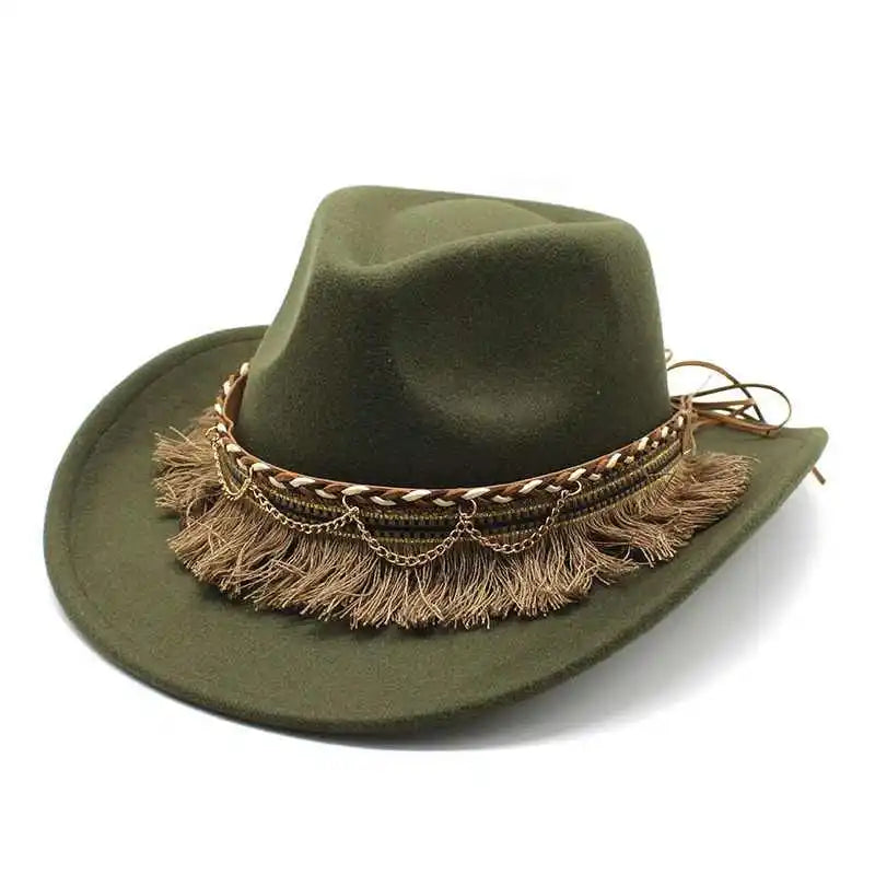 Wide Brim Fedora Hat with Braided Tassel Band - Church Jazz Hat for Outdoor Events, Daily Casual Wear, Photography Accessories