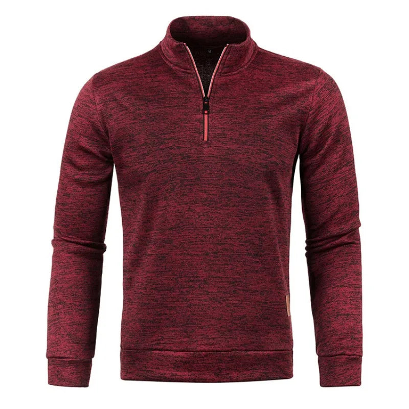 Autumn Men's Half Zipper Sweatshirts Long Sleeve Solid Color Pullover