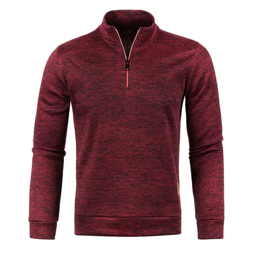Autumn Men's Half Zipper Sweatshirts Long Sleeve Solid Color Pullover