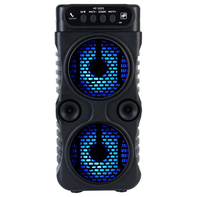 Outdoor Portable Wireless Speaker Dual 3 Inches Music Stereo Subwoofer Bass USB Power Supply For Dancing Party Family Karaoke