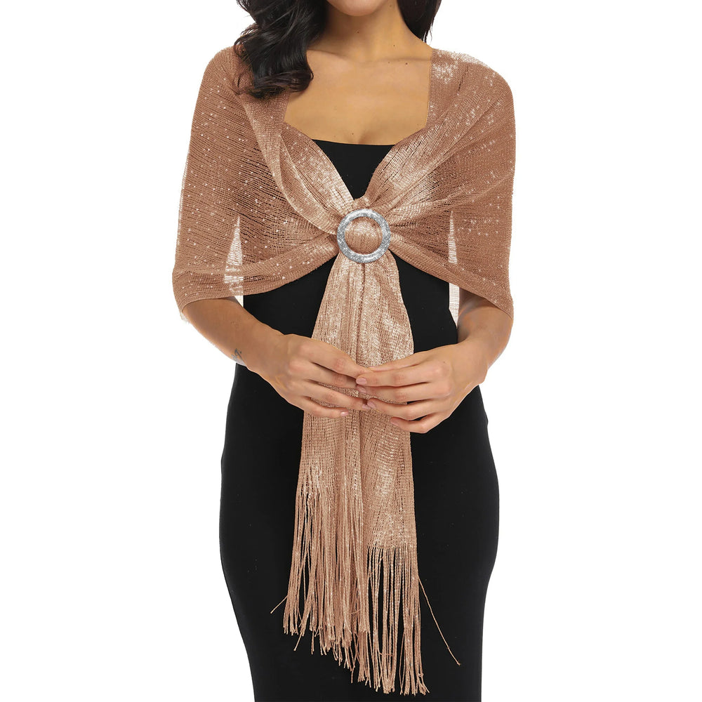 Gold Silver Silk Shawl Shirts For Women Flat Scarf Bride'S Bridesmaid