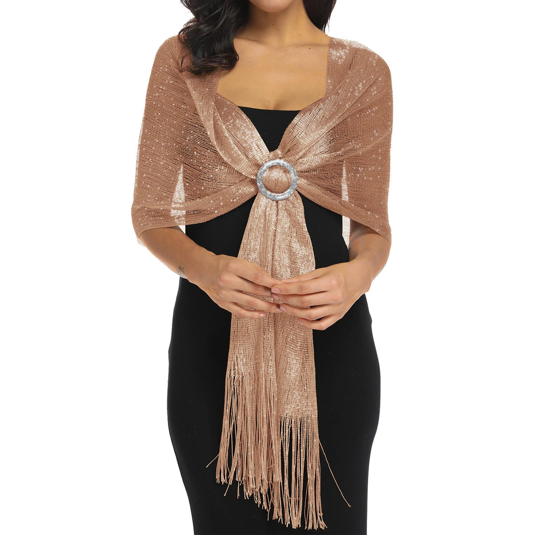 Gold Silver Silk Shawl Shirts For Women Flat Scarf Bride'S Bridesmaid
