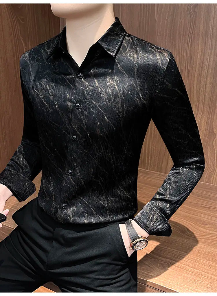 Spring and summer new stylish personality casual printed men's shirt