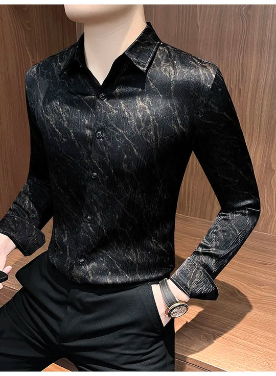 Spring and summer new stylish personality casual printed men's shirt