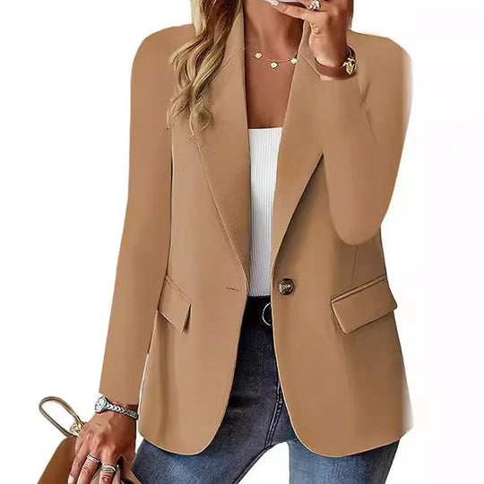 Womens Spring Winter Down Full Long Sleeve Coat Autumn Blazer Button