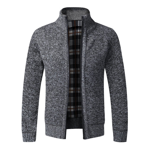 Autumn Winter Warm Cardigan Men Fleece Sweaters Full Zip Jackets Slim