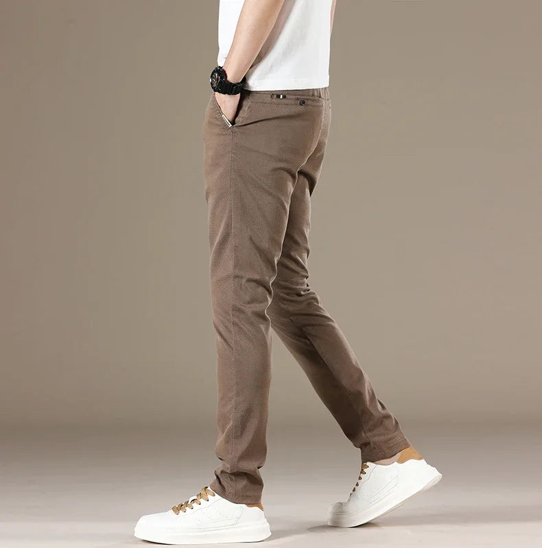 New 2025 Summer Lyocell Fabric Mens Casual Pants Hight Quality Fashion Slim Business Trousers Brand Elastic Soft Cargo Pants
