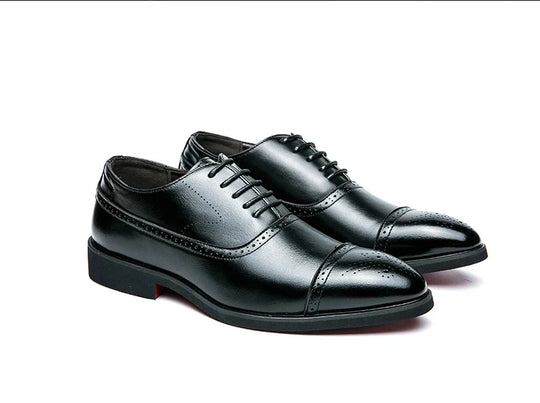 Men's Formal  Shoes Red Sole Fashion Business Casual Party Banquet Daily Retro Carved Lace-up Brogue Dress Wedding Shoes Size 48