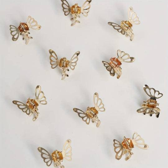 10pcs Mini Hollow Out Butterfly Design Sweet Hair Clip Retro Bangs