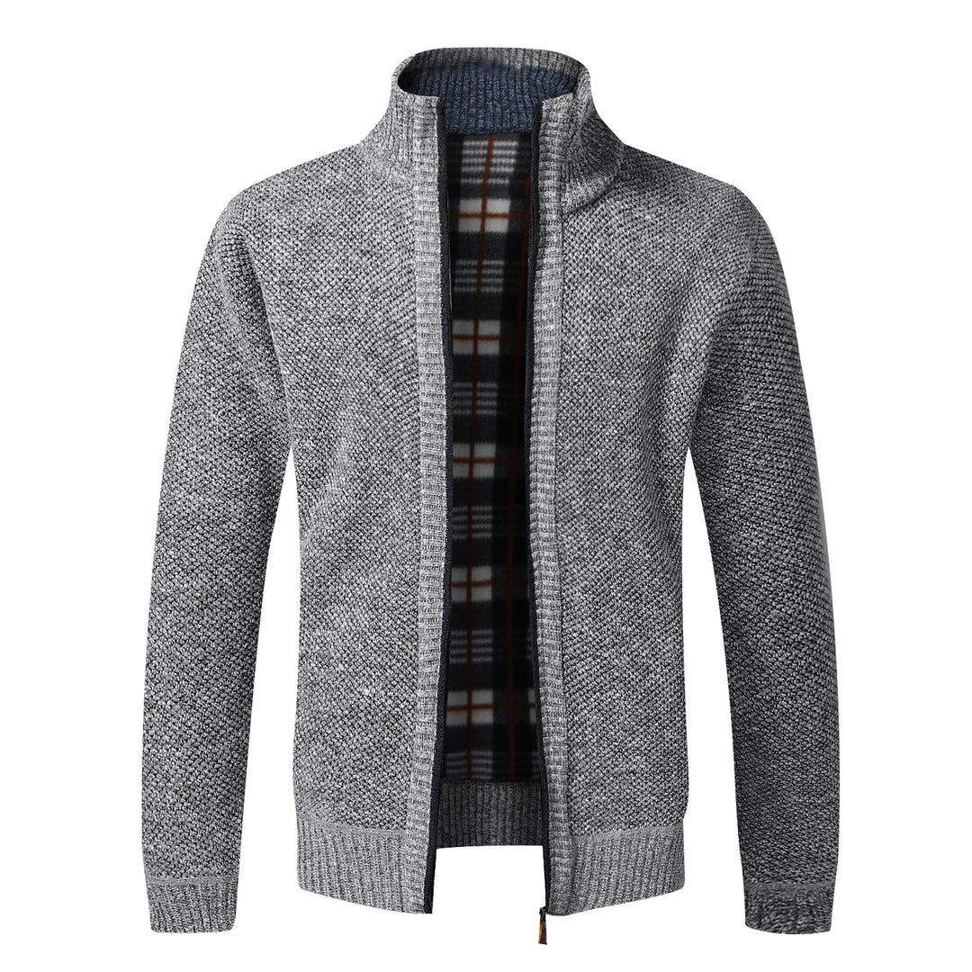 Autumn Winter Warm Cardigan Men Fleece Sweaters Full Zip Jackets Slim