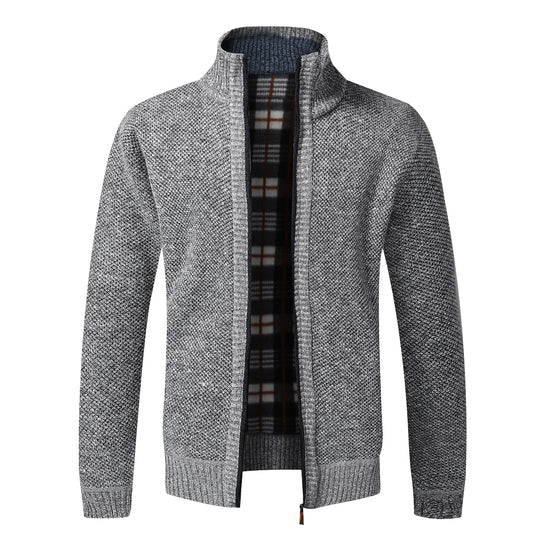 Autumn Winter Warm Cardigan Men Fleece Sweaters Full Zip Jackets Slim
