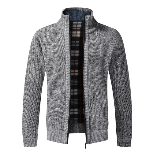 Autumn Winter Warm Cardigan Men Fleece Sweaters Full Zip Jackets Slim