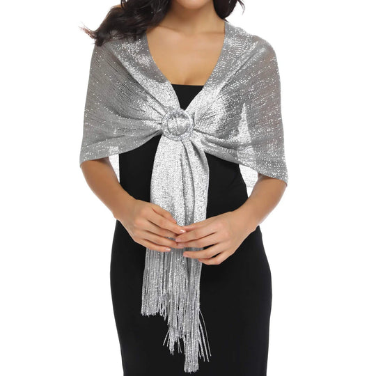 Gold Silver Silk Shawl Shirts For Women Flat Scarf Bride'S Bridesmaid