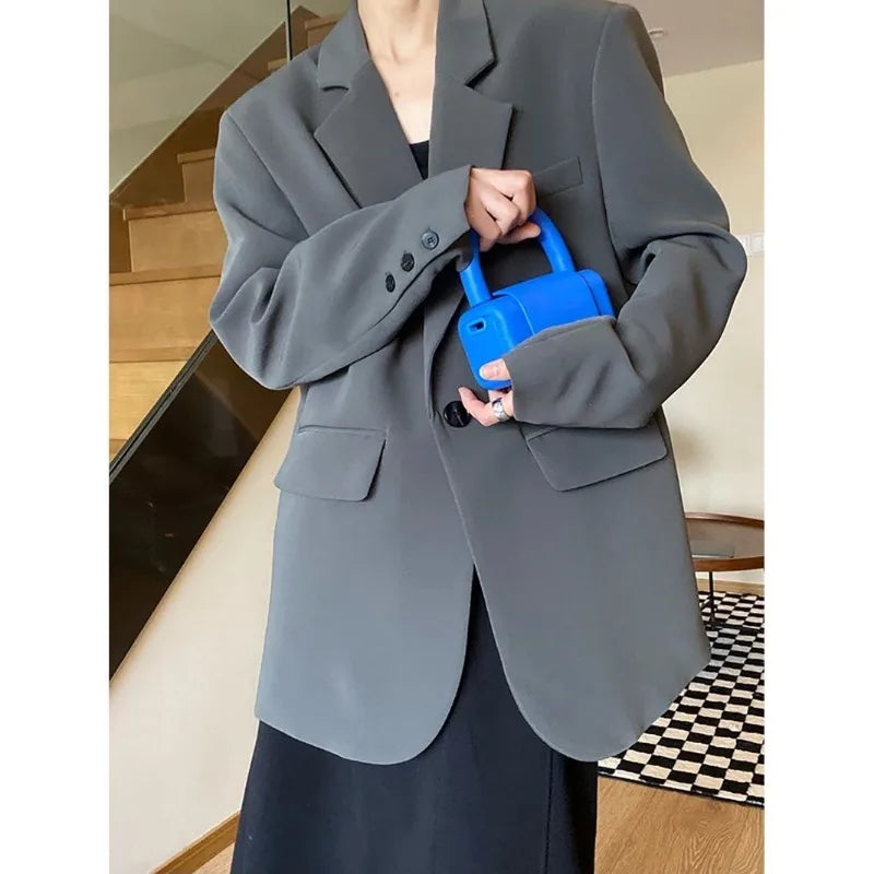 Oversize Luxury Black Blazer Women Spring Autumn Coat High-end Loose