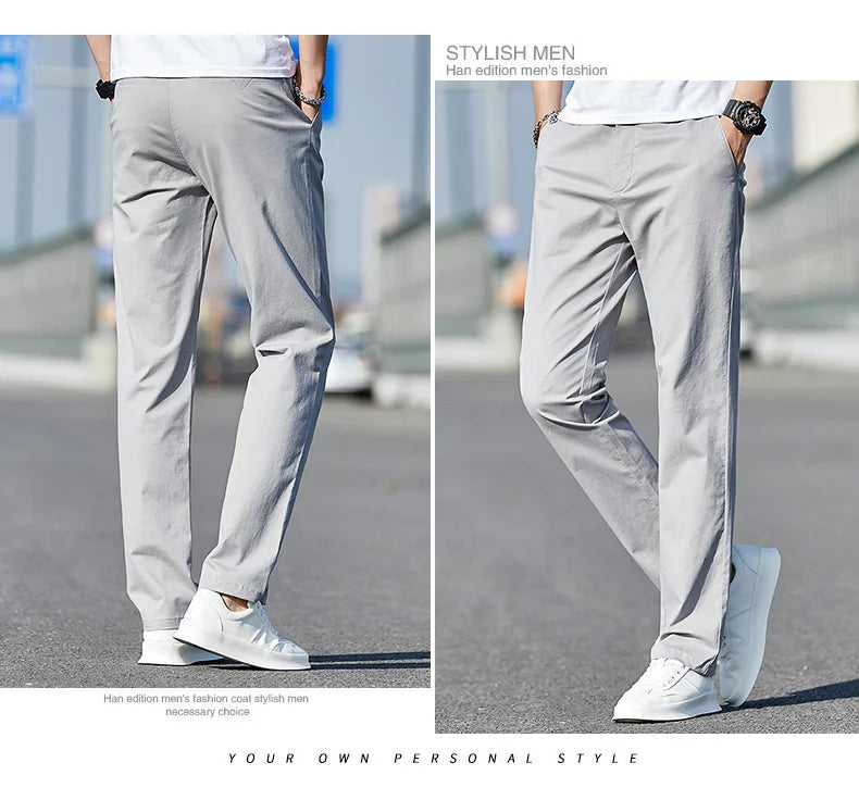 Top Grade 98% Cotton New Brand Casual Fashion Streetwear Slim Fit Long Pants Straight Pencil Trousers Men's Clothing