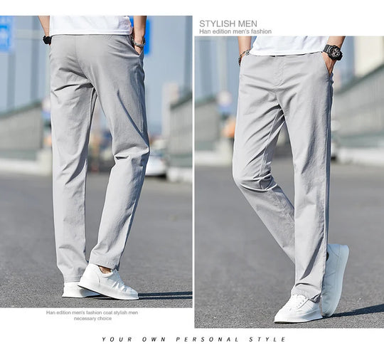 Top Grade 98% Cotton New Brand Casual Fashion Streetwear Slim Fit Long Pants Straight Pencil Trousers Men's Clothing
