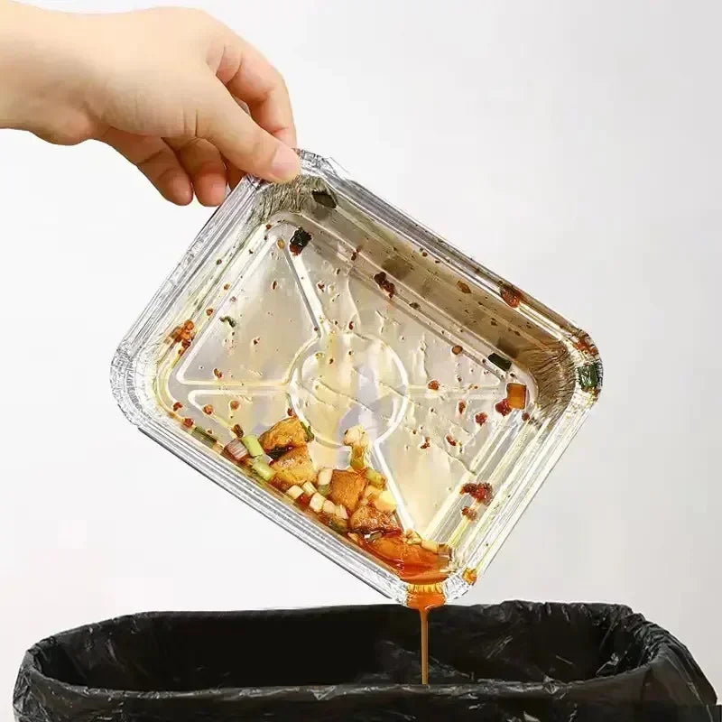 10pcs Rectangular Tinfoil Tray BBQ Special Thickened Bowl Takeaway