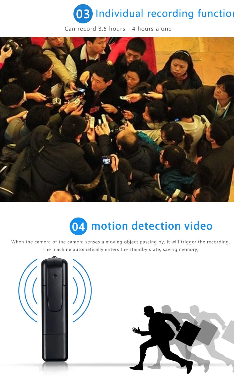 GJUELIRRA V8 Police Body Camera 1080P Full HD Wearable Video Security Cam IR Night Vision Mini Camcorders Mini Body Camera