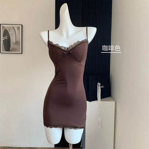 Sleeveless Dresses for Women Sexy Lace Hot Female Bodycon Dress Korean