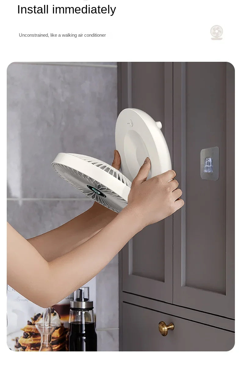 2IN1 Folding Desktop Fan Portable Air Conditioner Wall Mounted Fan Rechargeable with 3 Gears for Home Office