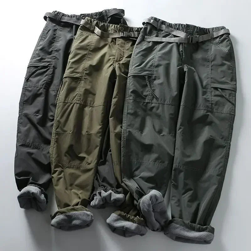 S-6XL Tooling Pants Thick Waterproof Fleece Cargo Pants Men Women