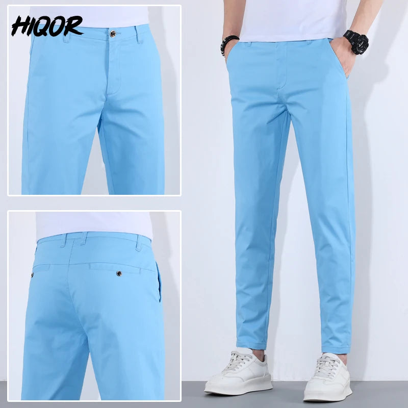 HIQOR Man Pants 9 Colors Mens Casual Long Pants Summer Thin Cotton