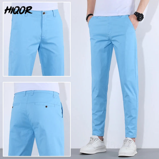 HIQOR Man Pants 9 Colors Mens Casual Long Pants Summer Thin Cotton