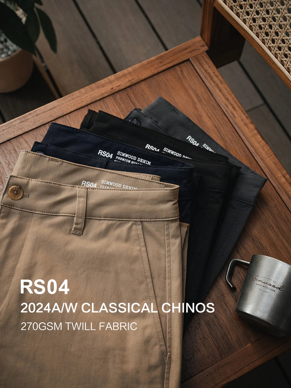 SIMWOOD 2025 Spring New Regular Straight 270gsm Fabric Pants Men
