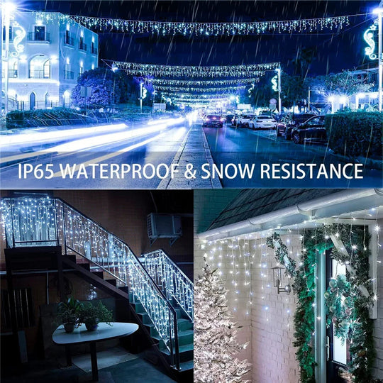 Solar Street Garden Decoration Garland Solar Curtain Icicle Light Outdoor LED String Lights 3.5M/7.5M Waterproof Curtain Light