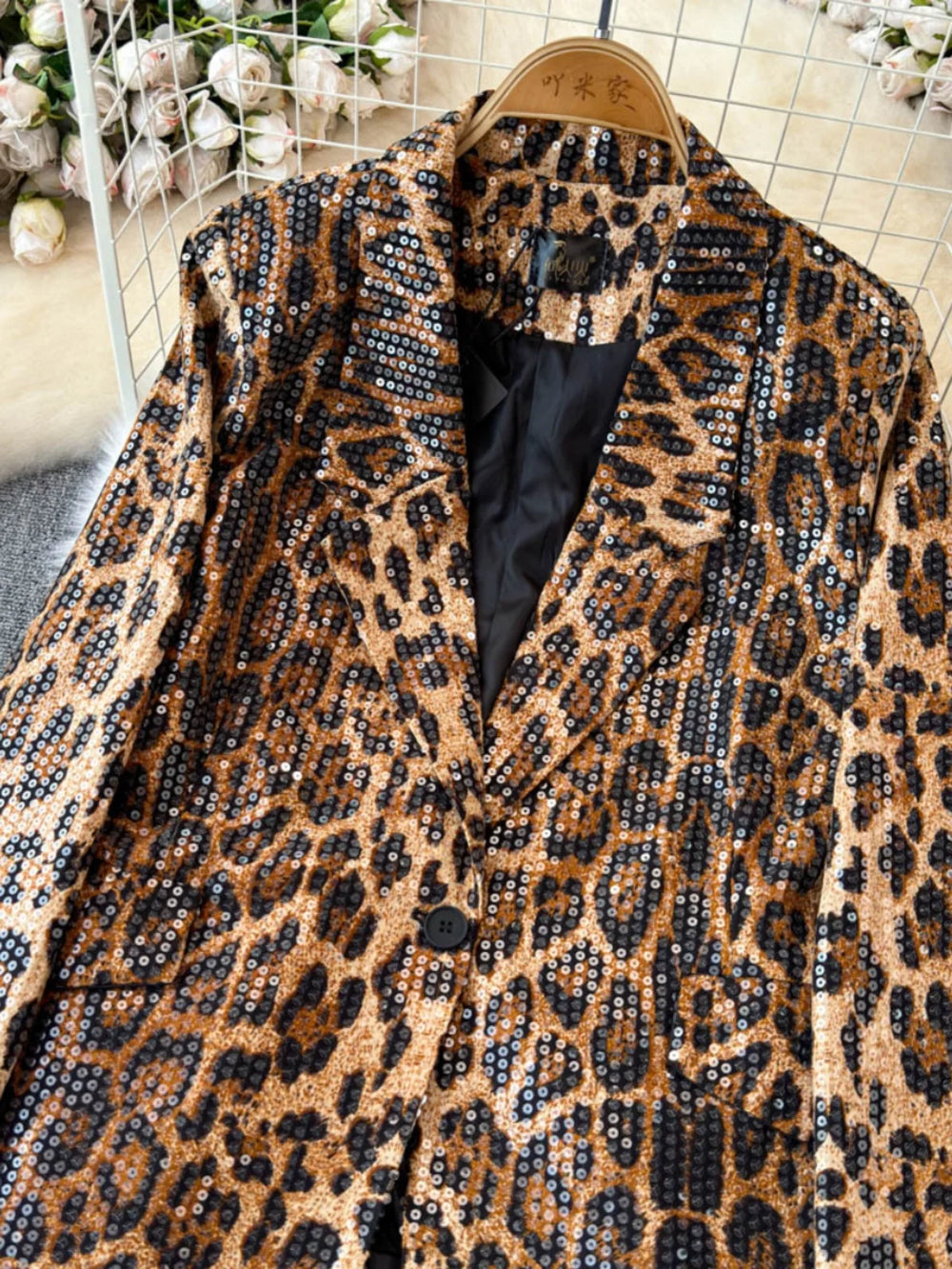 Street Style Leopard Print Suit Blazer Female 2024 Autumn New Fashion