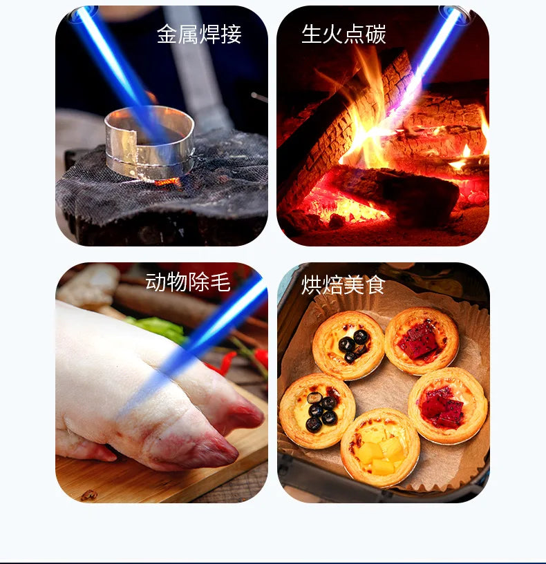 Outdoor Windproof Butane Gas Turbo Metal Lighter Multipurpose High Temperature Welding Gun Inflatable Lighter Men's Somking Tool