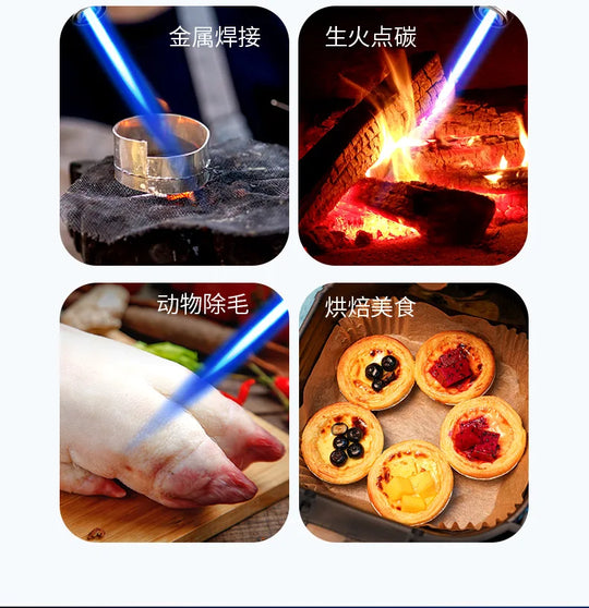 Outdoor Windproof Butane Gas Turbo Metal Lighter Multipurpose High Temperature Welding Gun Inflatable Lighter Men's Somking Tool